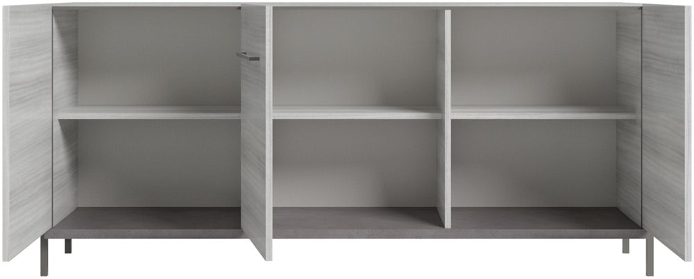 Product photograph of Status Mia Day Silver Grey Buffet Sideboard 185cm With 3 Door from Choice Furniture Superstore.